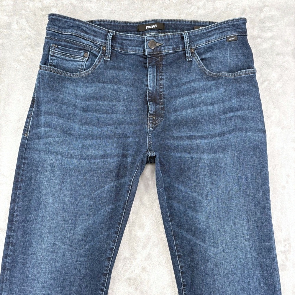 Mavi Jeans Mens 36x32 Fits 36x31 Blue Zach Straight Leg Organic Cotton Stretch